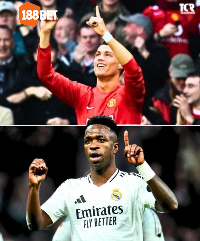 Vinicius ăn mừng giống Ronaldo khi chạm mốc 100 bàn thắng cho CLB.